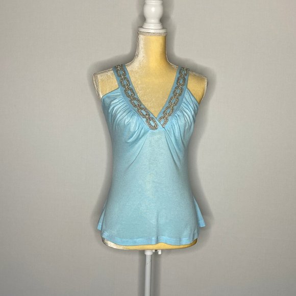 Rebecca Beeson Tank Top Soft-Blue Detailed Rayon M - Picture 1 of 8